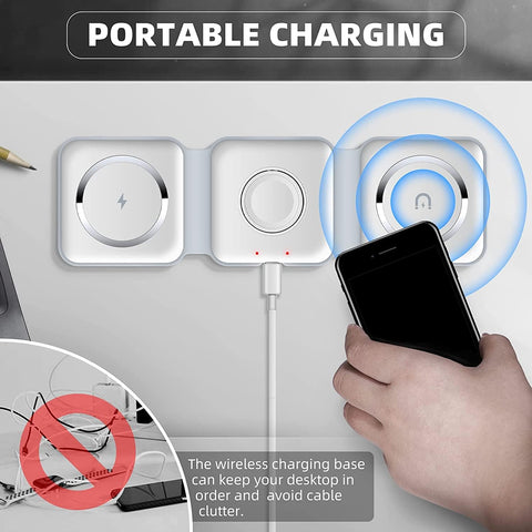 3-in-1 Wireless Charging Pad – شاحن لاسلكي 3 في 1 للهاتف والساعات وسماعات البلوتوث